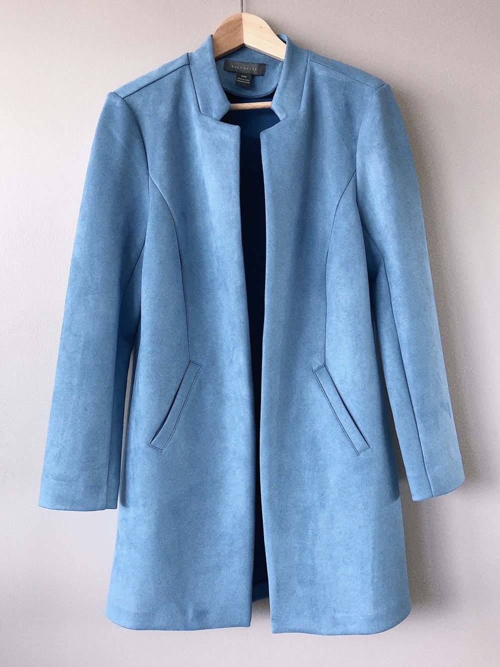 Suzy Shier Light Blue Open-Front Trench Coat women’s jacket medium